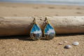 Ocean Wave Resin Drop Earrings — Real Sand & Shell