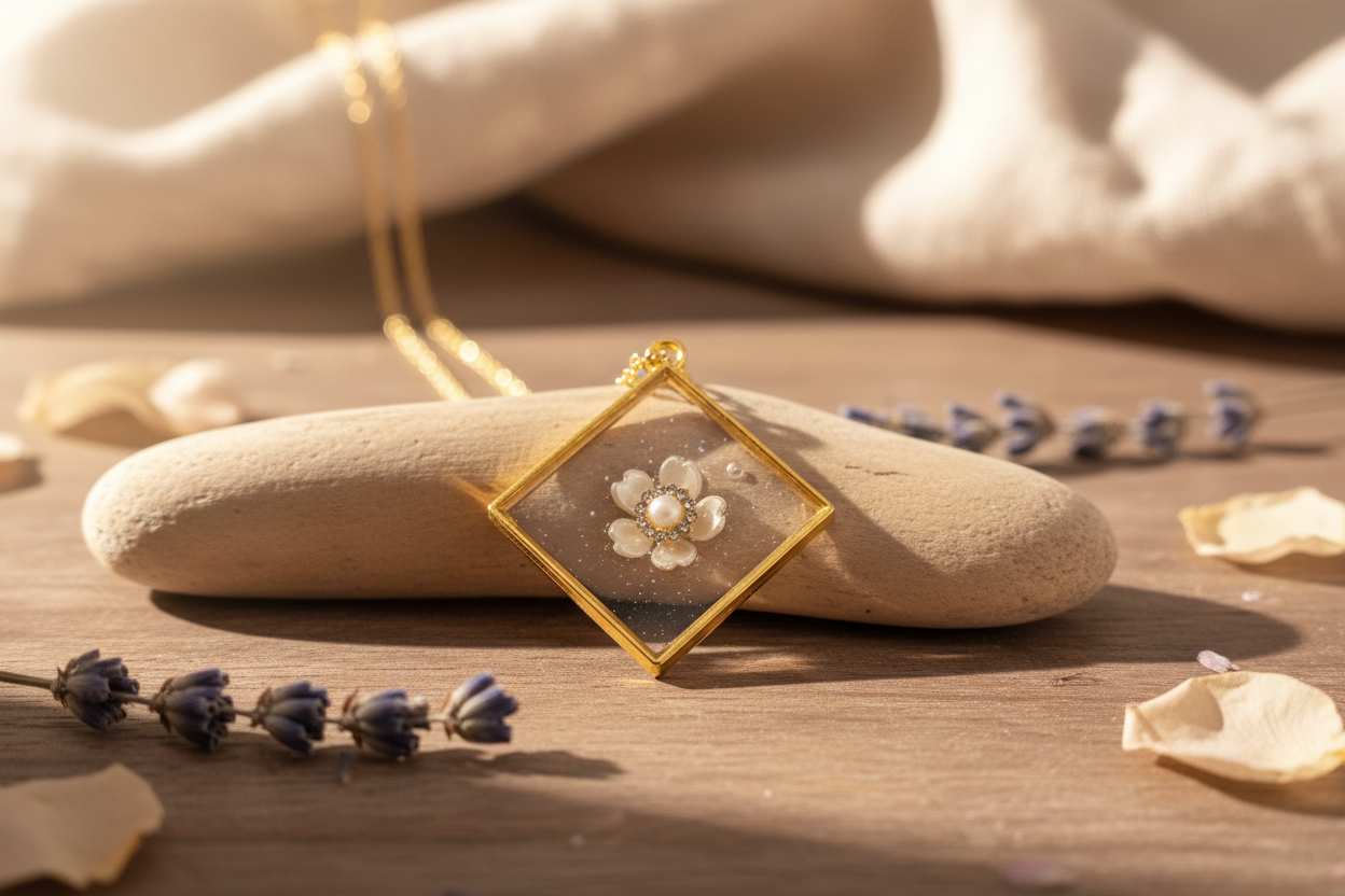 Resin Flower Pendant Necklace